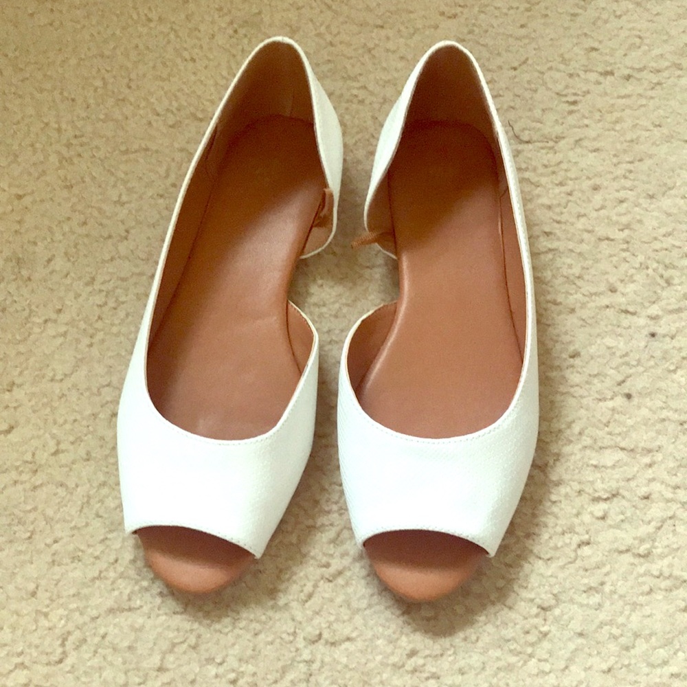 H&M White Peep-toe Flats